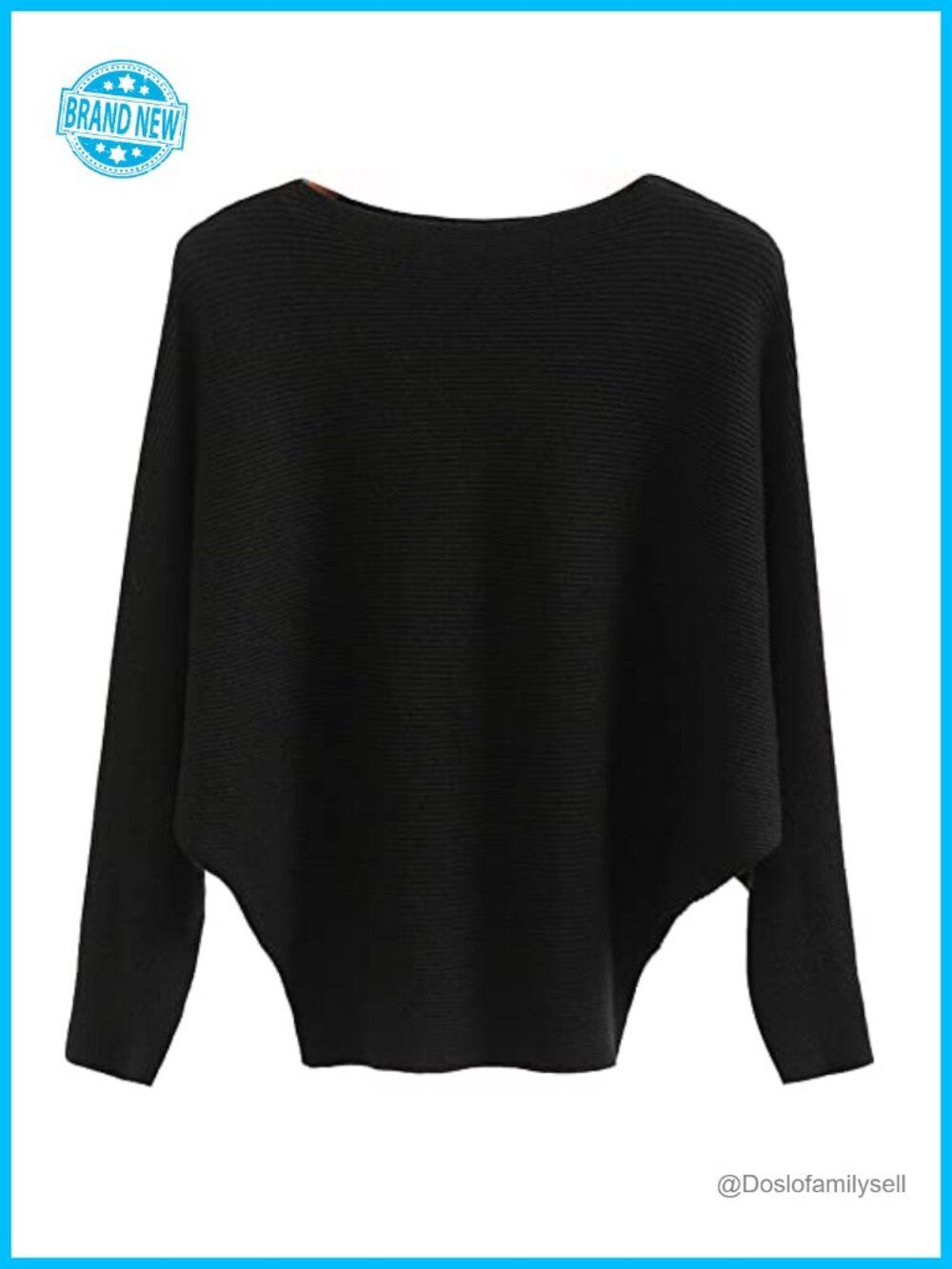 Batwing Knitted Sweater Boat Neck Dolman Pullover Oversized Lightweight
